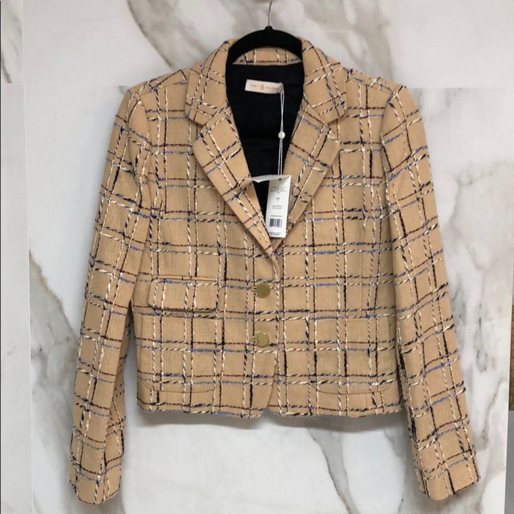 NWT $395 Tory Burch Evie Linen Boucle Jacket Sz 4